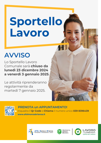 Chiusura sportello lavoro per festività natalizie